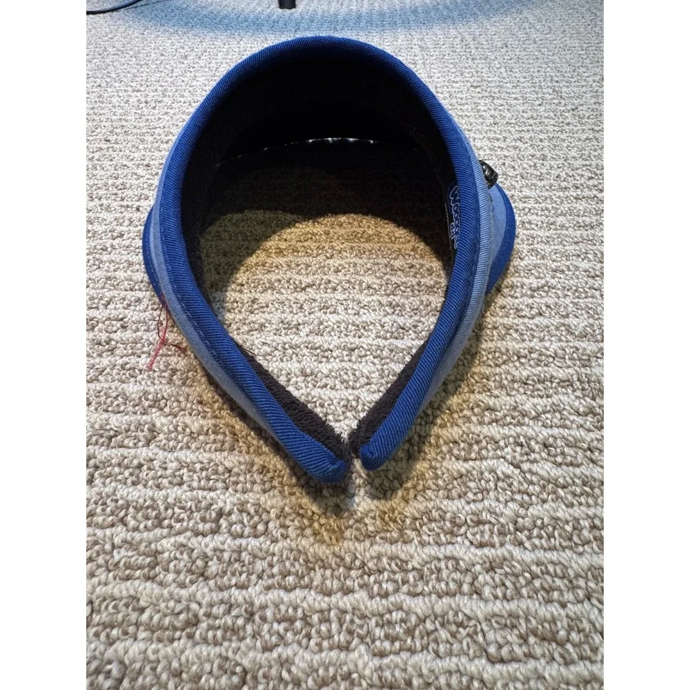 Wooggee Blue Beaded Sun Visor Hat Women Denim Look Beach Golf Tennis‎ Accessory
